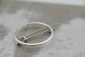 Sterling circle barrette - Small Round sterling silver barrette - gift for her - small barrette - hair jewelry - bangs