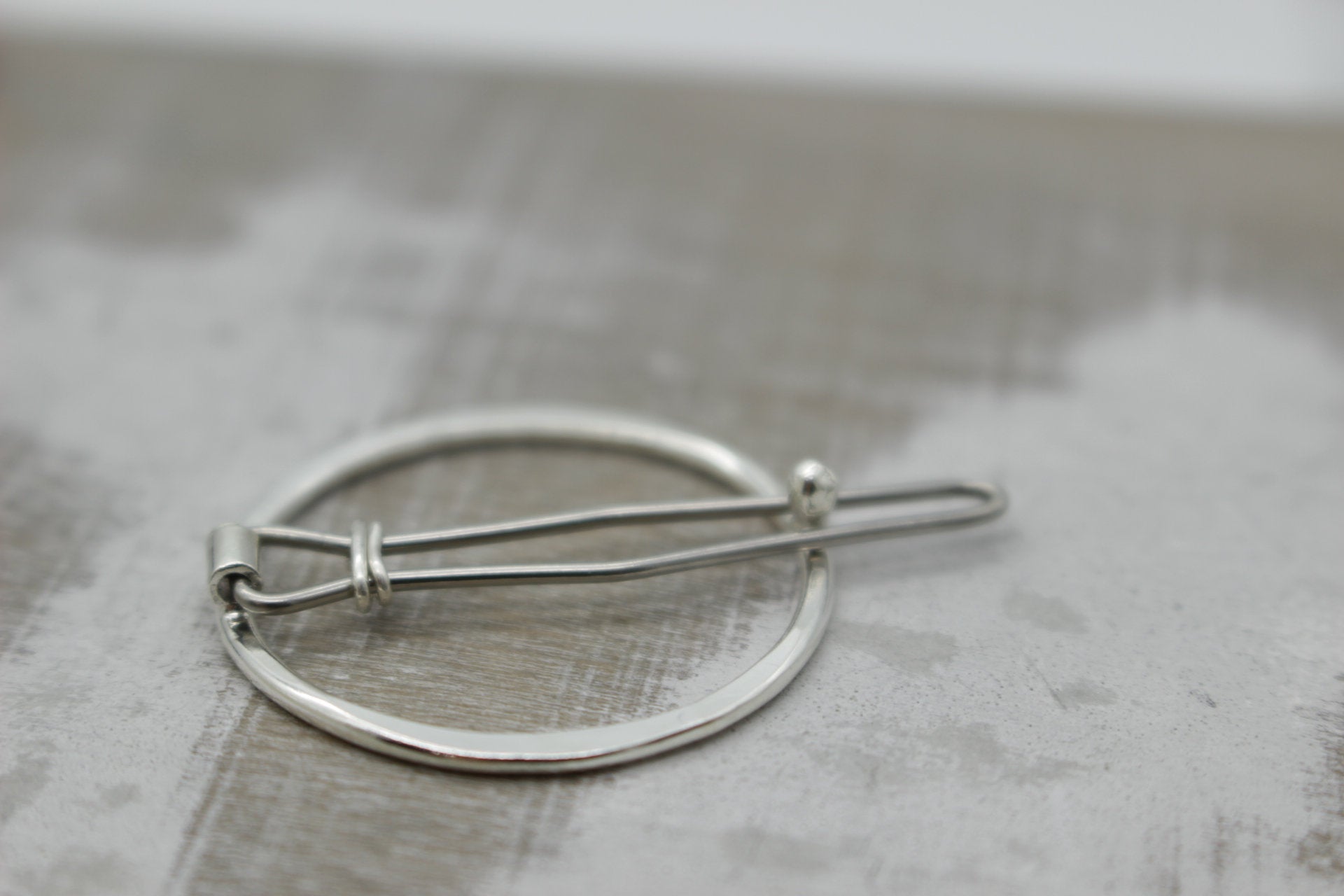 Small sterling silver circle barrette