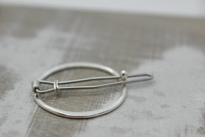 Small sterling silver circle barrette