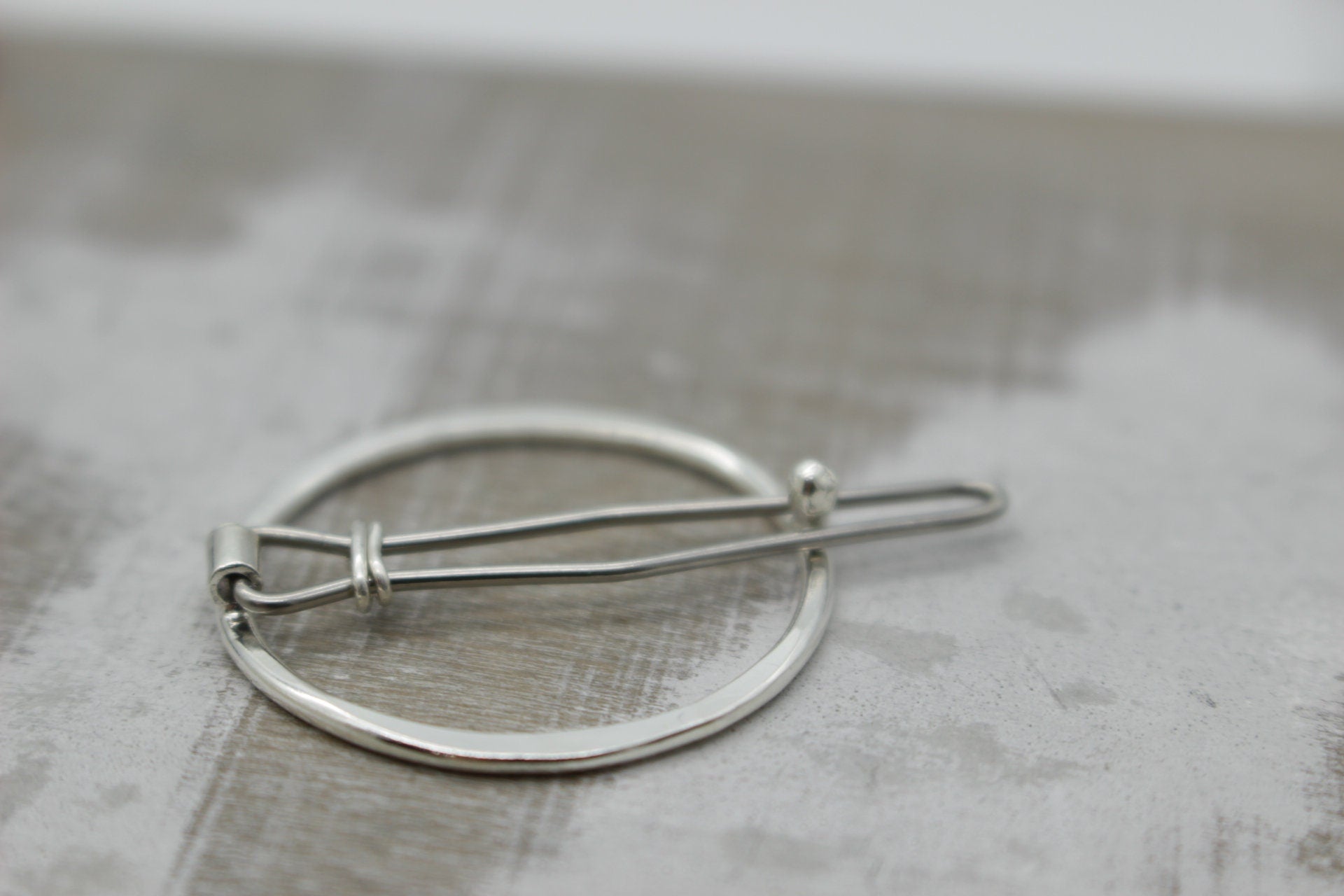 Sterling circle barrette - Small Round sterling silver barrette - gift for her - small barrette - hair jewelry - bangs