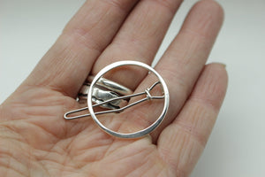 Small sterling silver circle barrette