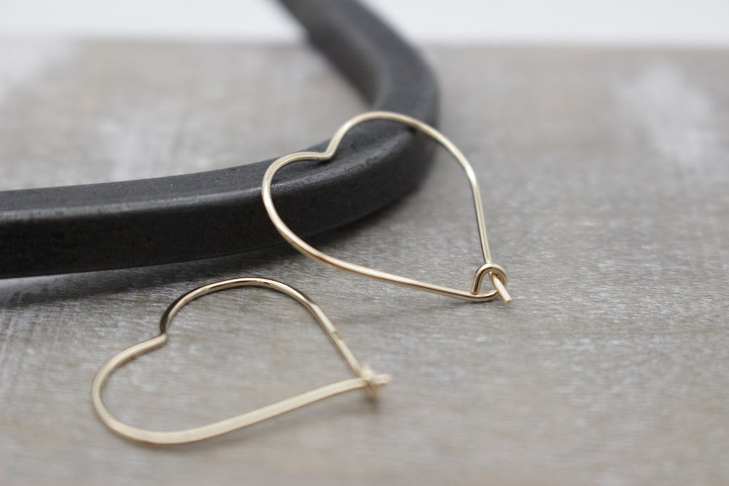 Gold Heart hoop Earrings -