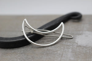 Small Moon barrette - Petite sterling silver barrette - Petite crescent moon barrette - gift for her - small barrette - hair jewelry - bangs