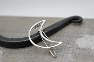 Small Moon barrette - Petite sterling silver barrette - Petite crescent moon barrette - gift for her - small barrette - hair jewelry - bangs