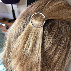 Small sterling silver circle barrette