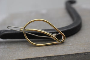 Small Leaf barrette - Petite brass barrette - gift for her - small barrette - hair jewelry - bangs
