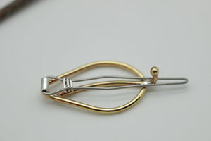 Small Leaf barrette - Petite brass barrette - gift for her - small barrette - hair jewelry - bangs