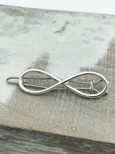 Small infinity barrette - Petite sterling silver barrette - gift for her - petite barrette - hair jewelry - bangs