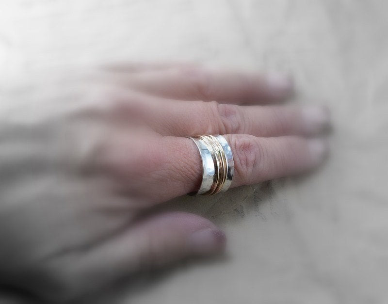 Gold Sterling Spinner Fiddle Ring