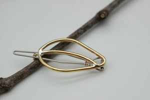 Small Leaf barrette - Petite brass barrette - gift for her - small barrette - hair jewelry - bangs