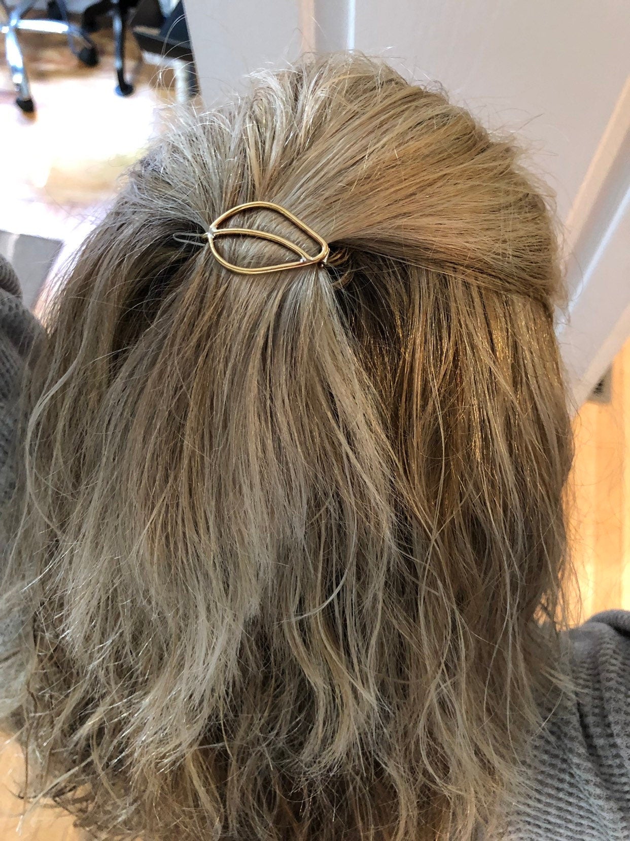 Small Leaf barrette - Petite brass barrette - gift for her - small barrette - hair jewelry - bangs