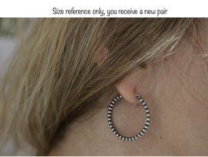 Twisted Hoop Earrings - Sterling silver rustic hoop earrings - one inch hoops - gift for her - boho - hoop earrings
