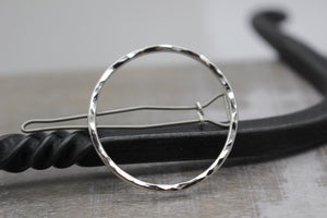 Small Silver hammered barrette - sterling silver barrette - gift for her - small barrette - hair jewelry - bangs
