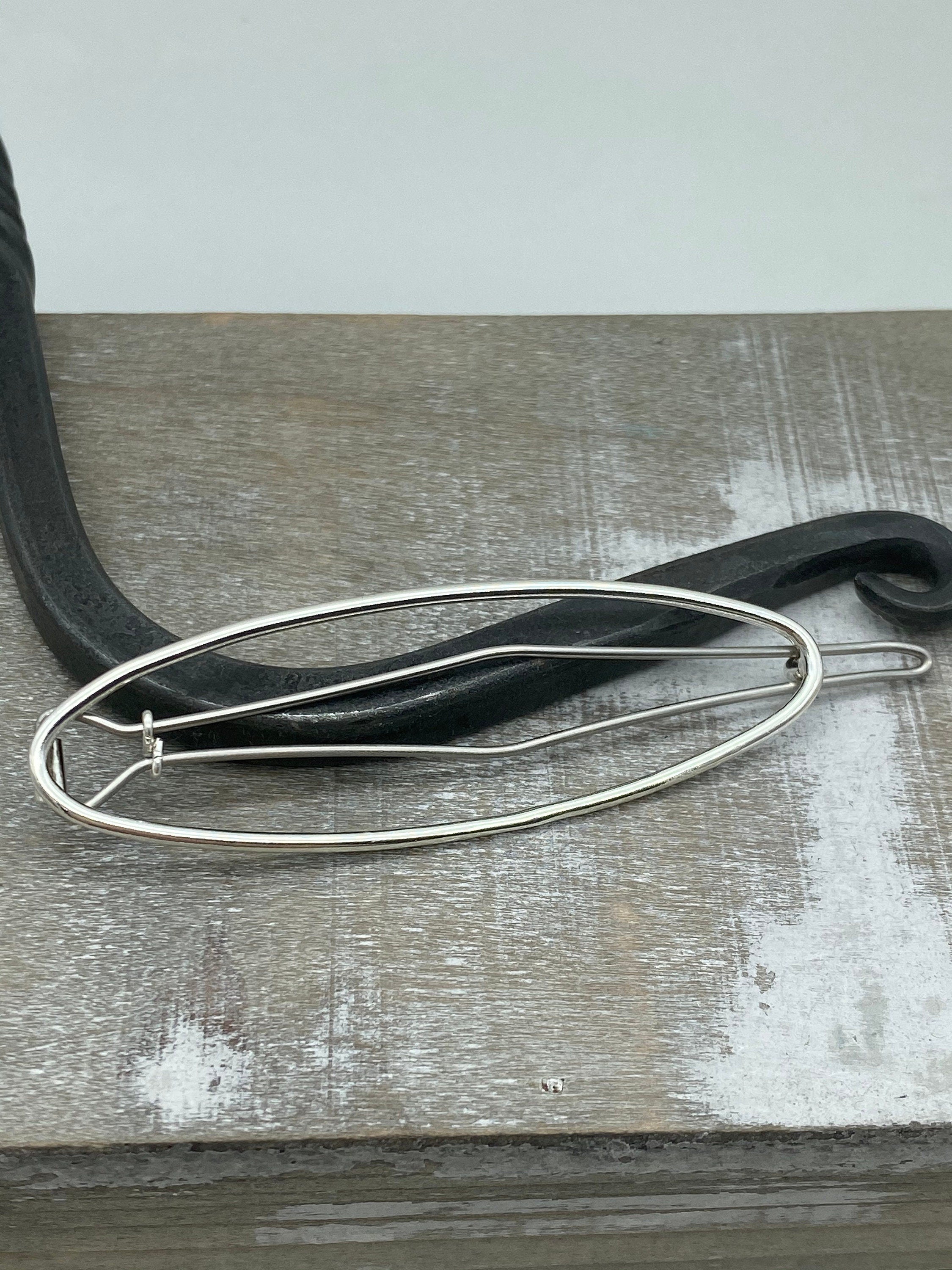 Medium Silver oval Barrette