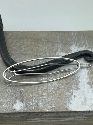Medium Silver oval Barrette