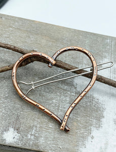 Copper heart barrette