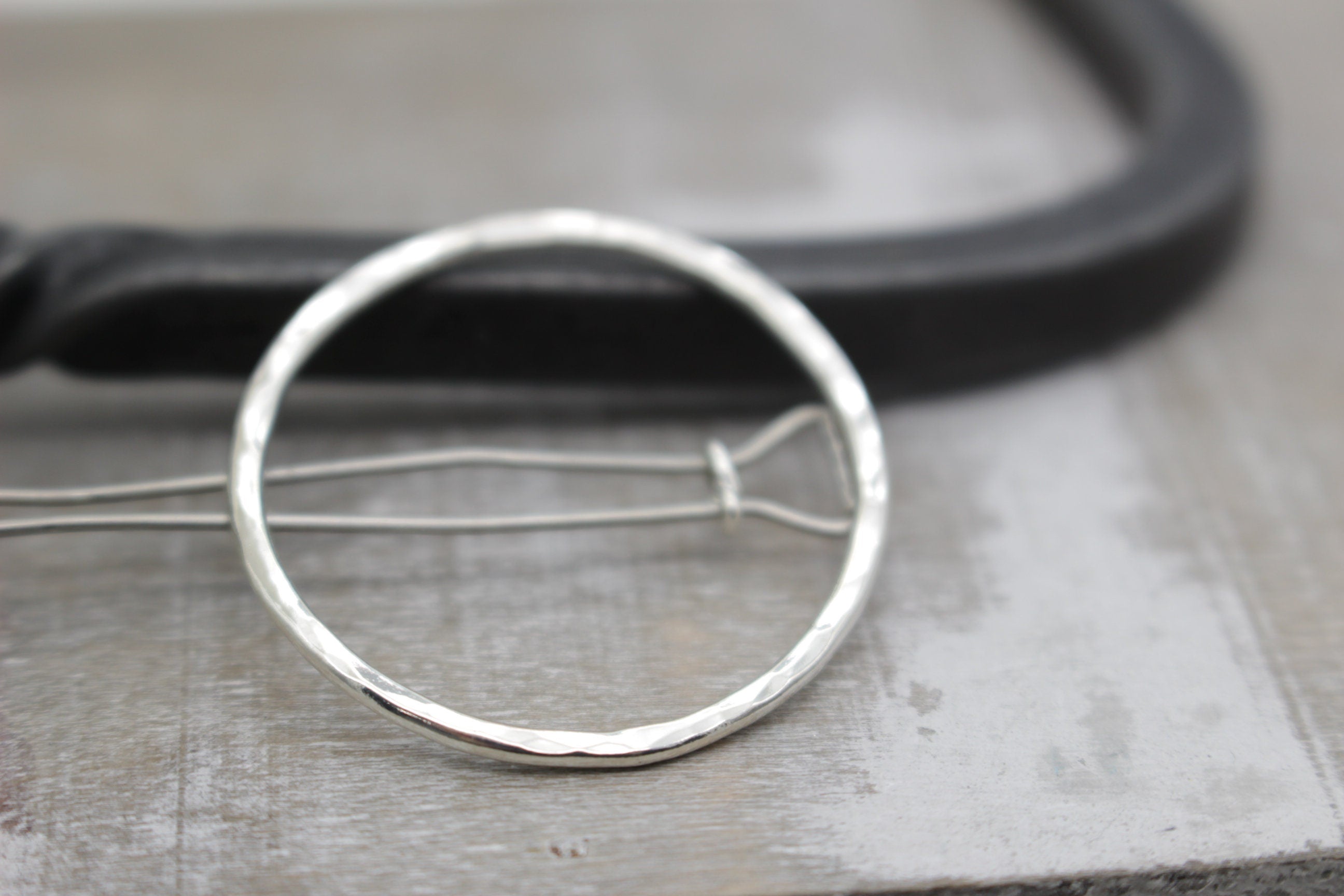 Small Silver hammered barrette - sterling silver barrette - gift for her - small barrette - hair jewelry - bangs