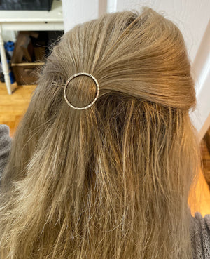 Small Silver hammered barrette - sterling silver barrette - gift for her - small barrette - hair jewelry - bangs
