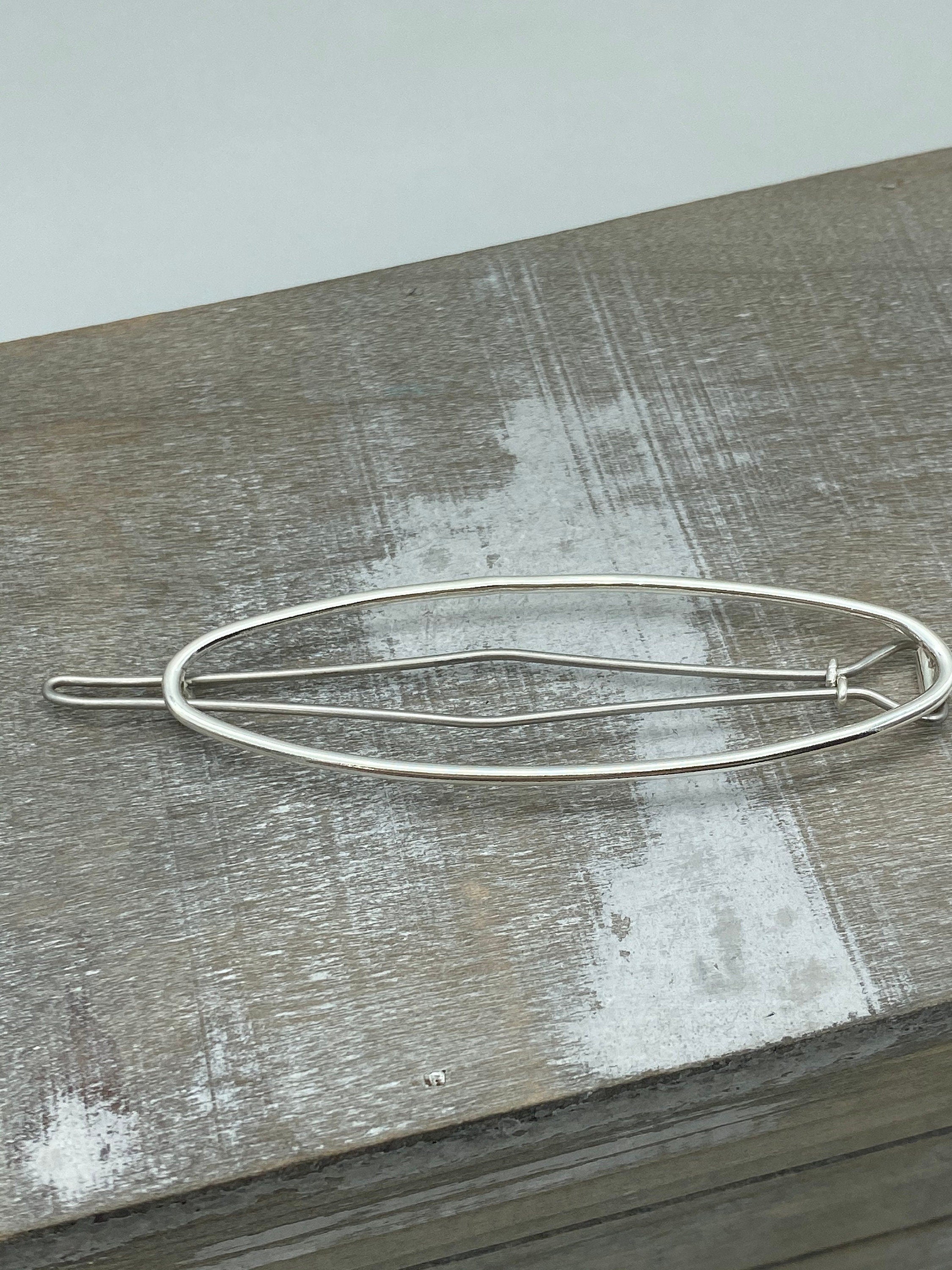 Medium Silver oval Barrette