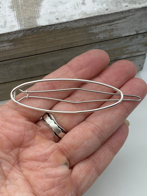 Medium Silver oval Barrette