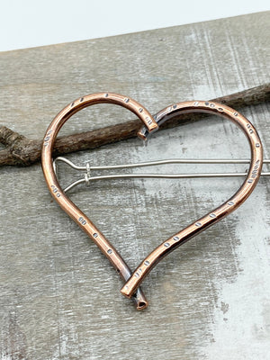 Copper heart barrette