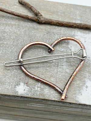 Copper heart barrette