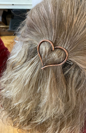 Copper heart barrette