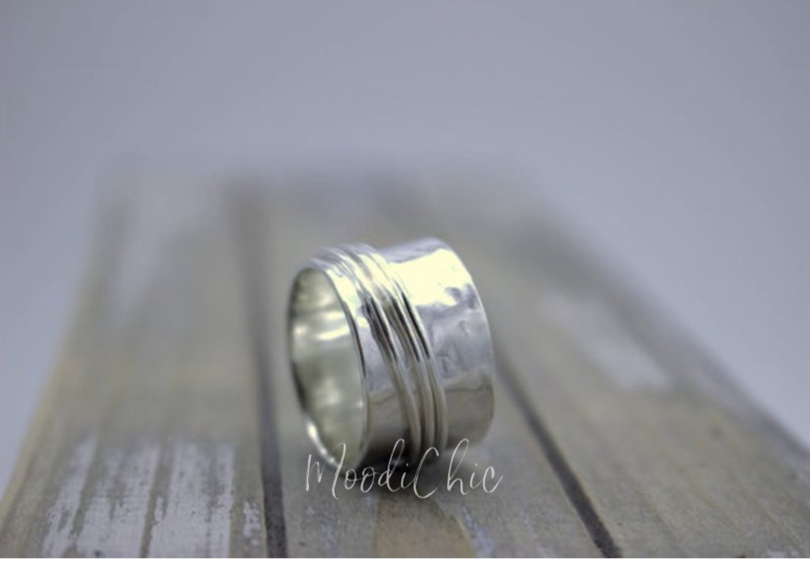 Sterling silver spinner ring- wide band silver ring - meditation ring - gifts for her - jewelry sale