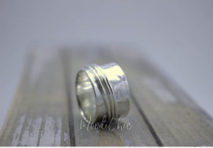 Sterling silver spinner ring- wide band silver ring - meditation ring - gifts for her - jewelry sale