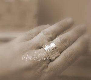 Sterling silver spinner ring- wide band silver ring - meditation ring - gifts for her - jewelry sale