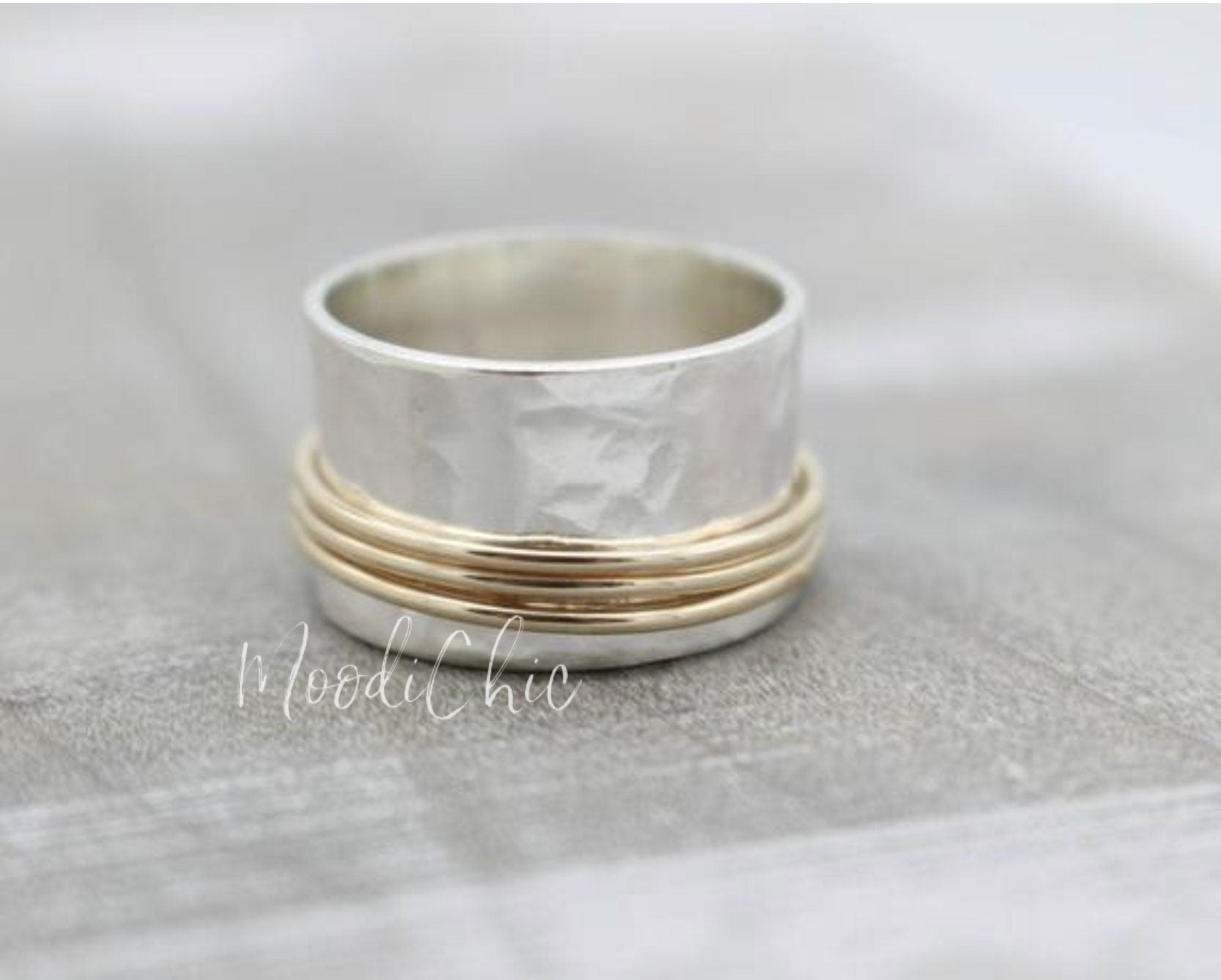 Gold filled sterling silver spinner ring