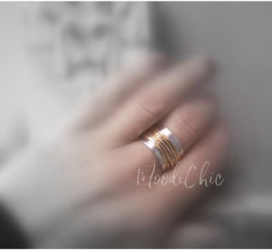 Gold Sterling Silver Wide Band Spinner ring