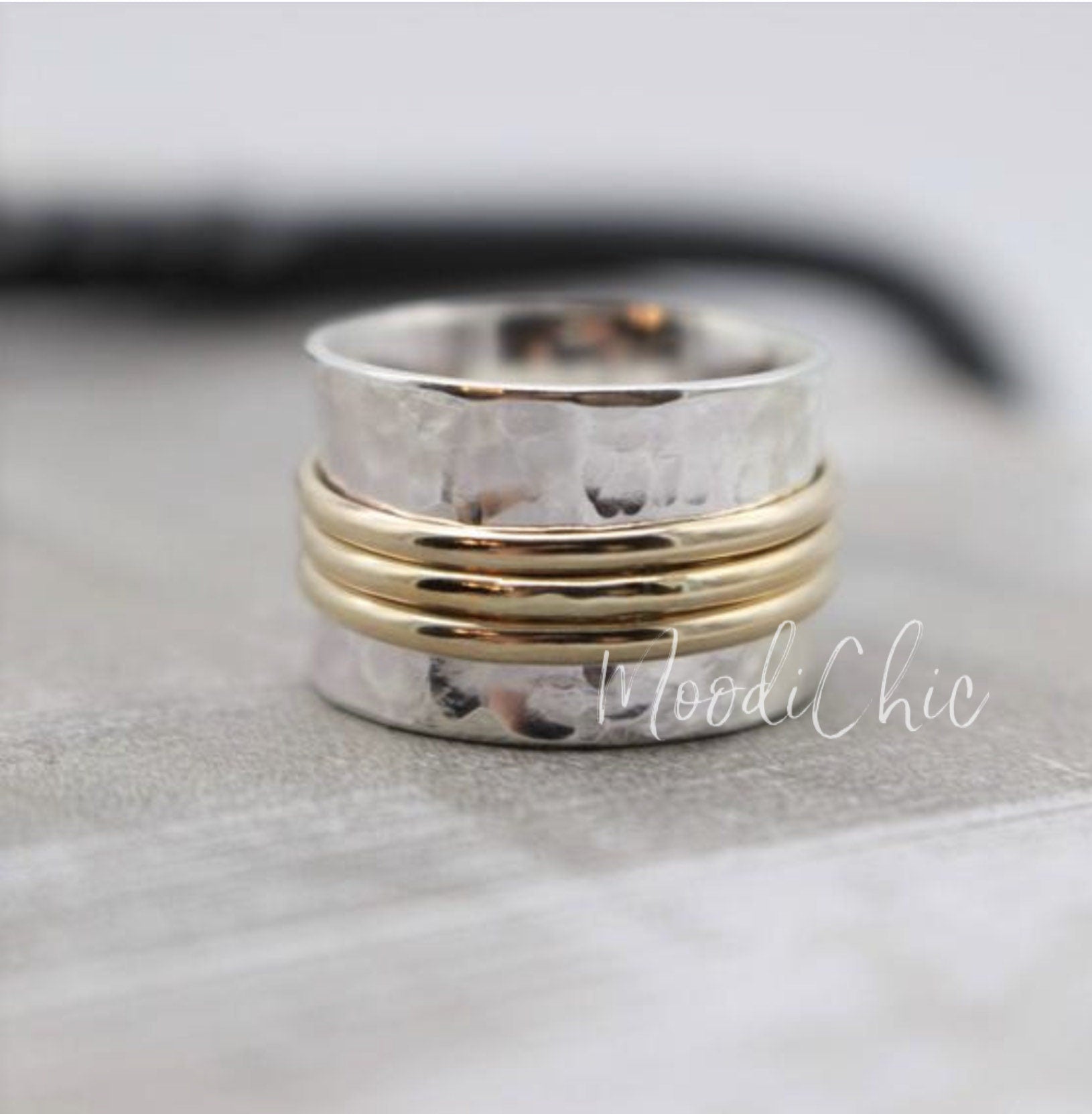 Sterling Silver Gold Spinner Ring