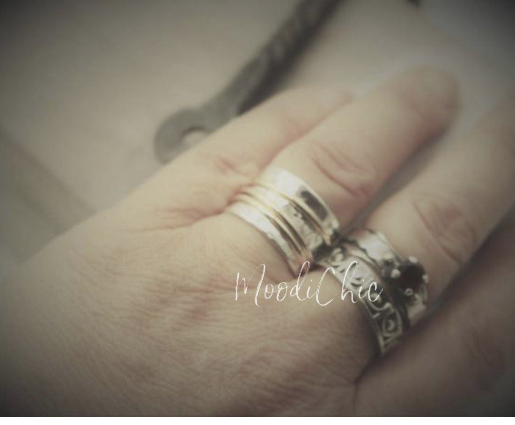 Sterling Silver Gold Spinner Ring