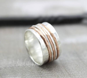 Copper and Sterling silver Spinner Ring