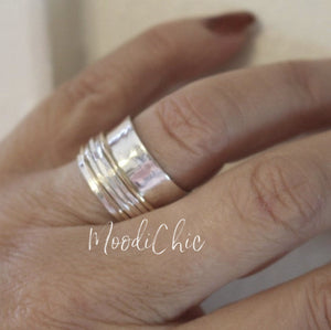 Sterling Silver Gold Meditation rings - Spinner Ring - gold Filled - Silver - Hammered Ring Band - Jewelry sale