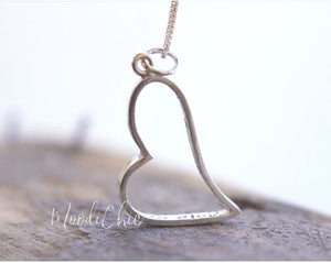 Sterling silver Stamped Sassy heart necklace