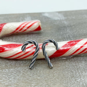 Candy cane earrings Sterling silver stud earrings