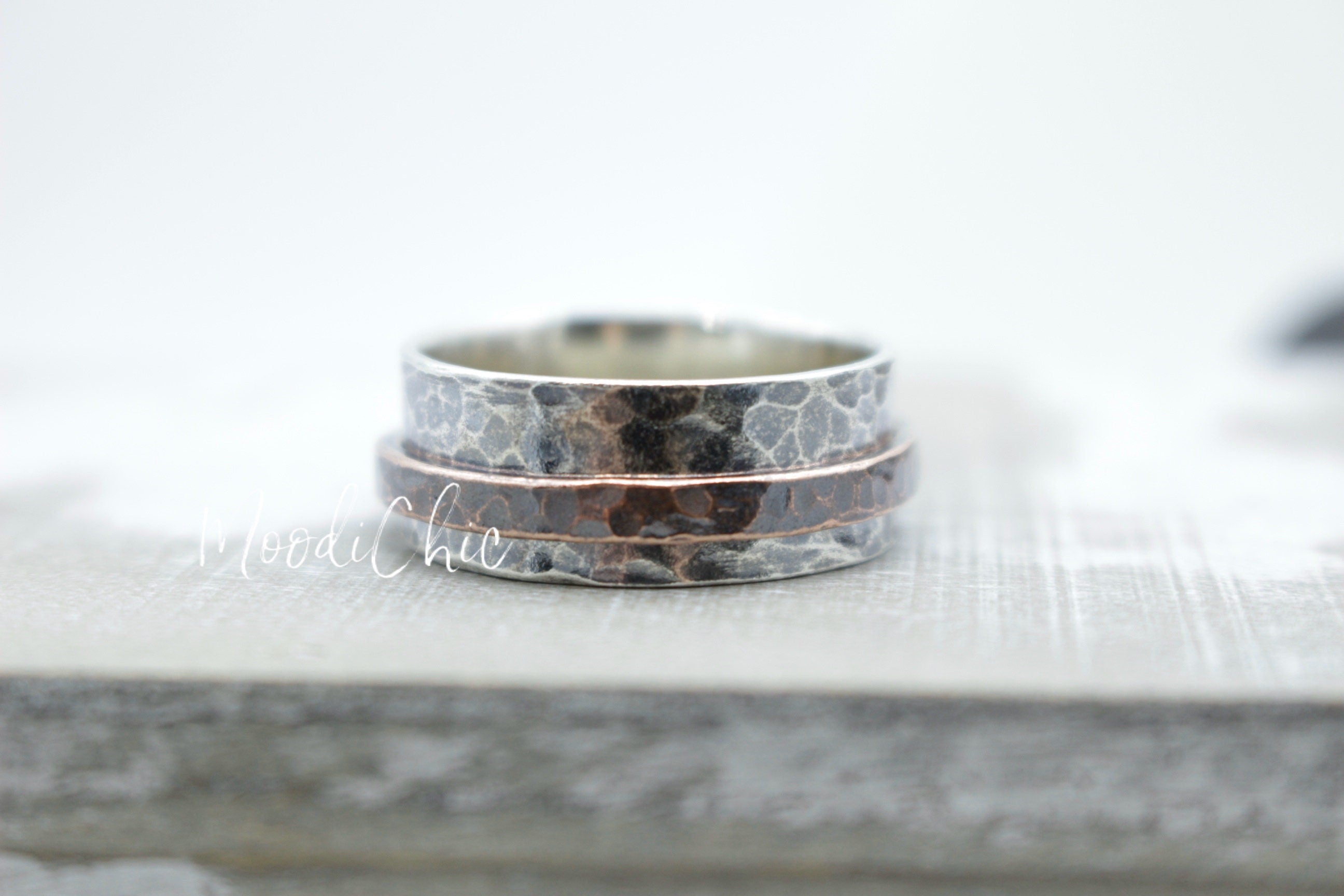 Rustic Copper spinner ring - Wide band Ring - Unisex Meditation Ring - Gift for her - Gift for him - Jewelry Sale