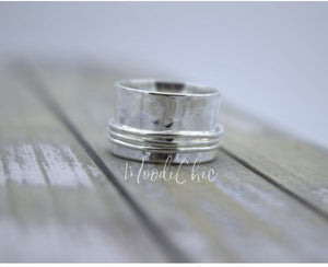 Sterling silver spinner ring- wide band silver ring - meditation ring - gifts for her - jewelry sale