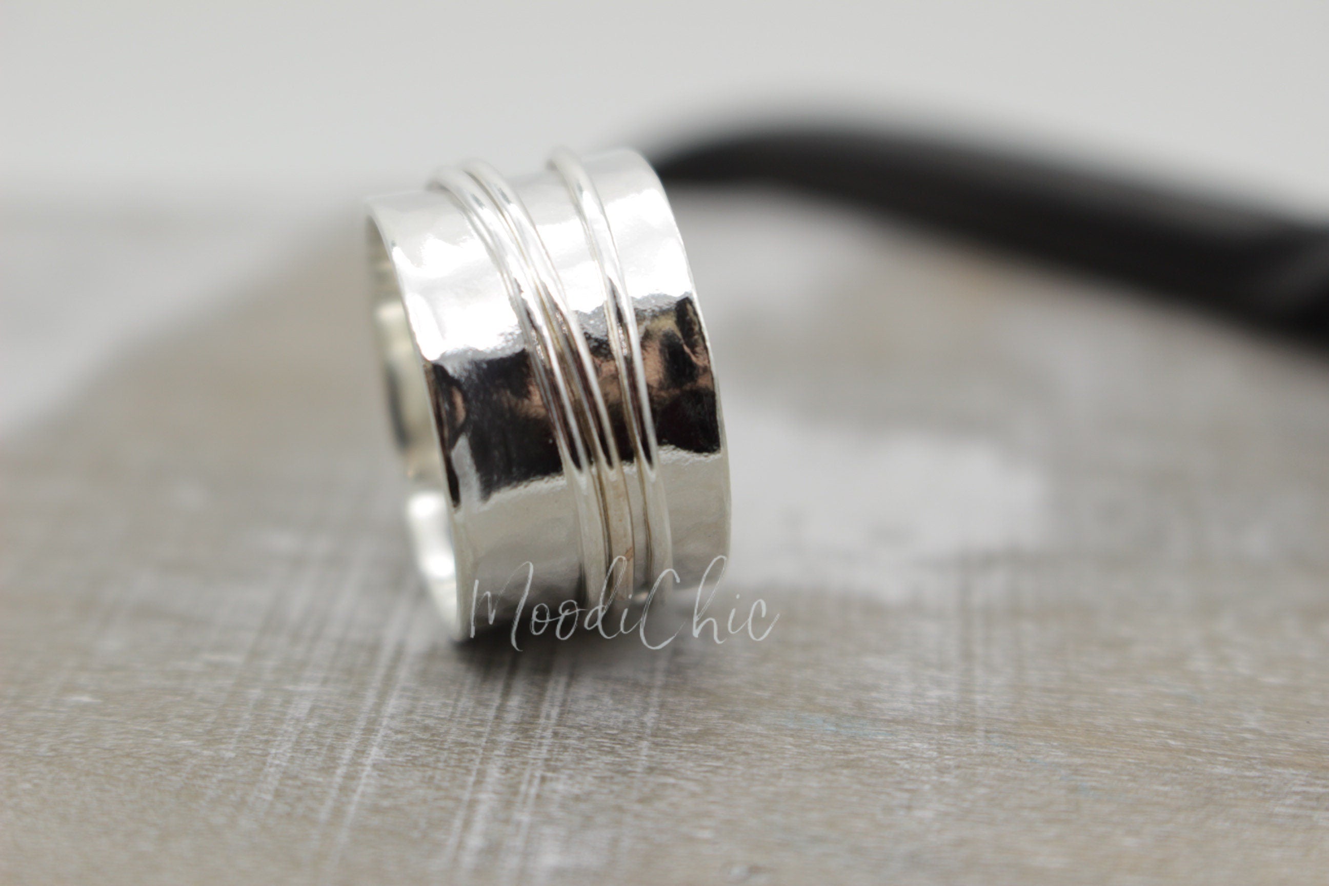 Sterling silver spinner ring- wide band silver ring - meditation ring - gifts for her - jewelry sale