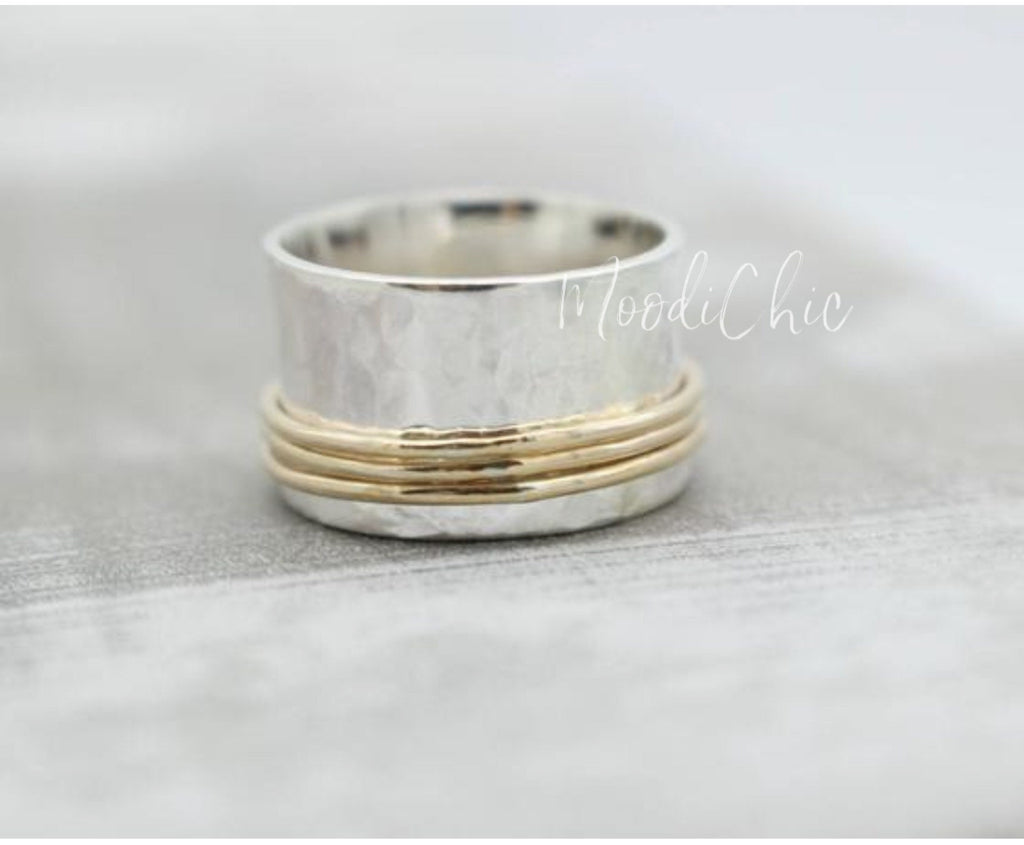 Gold filled sterling silver spinner ring