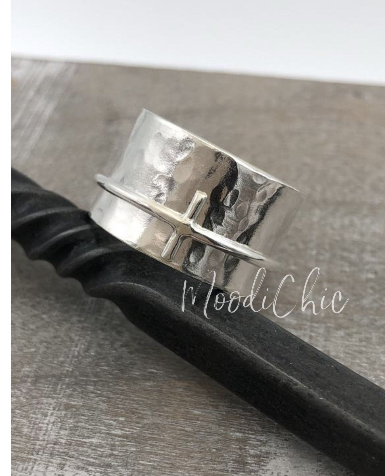Spinner Ring with Cross - Sterling Silver Ring - Wide Band Ring - Christian Ring - Gift for her - Meditation Ring