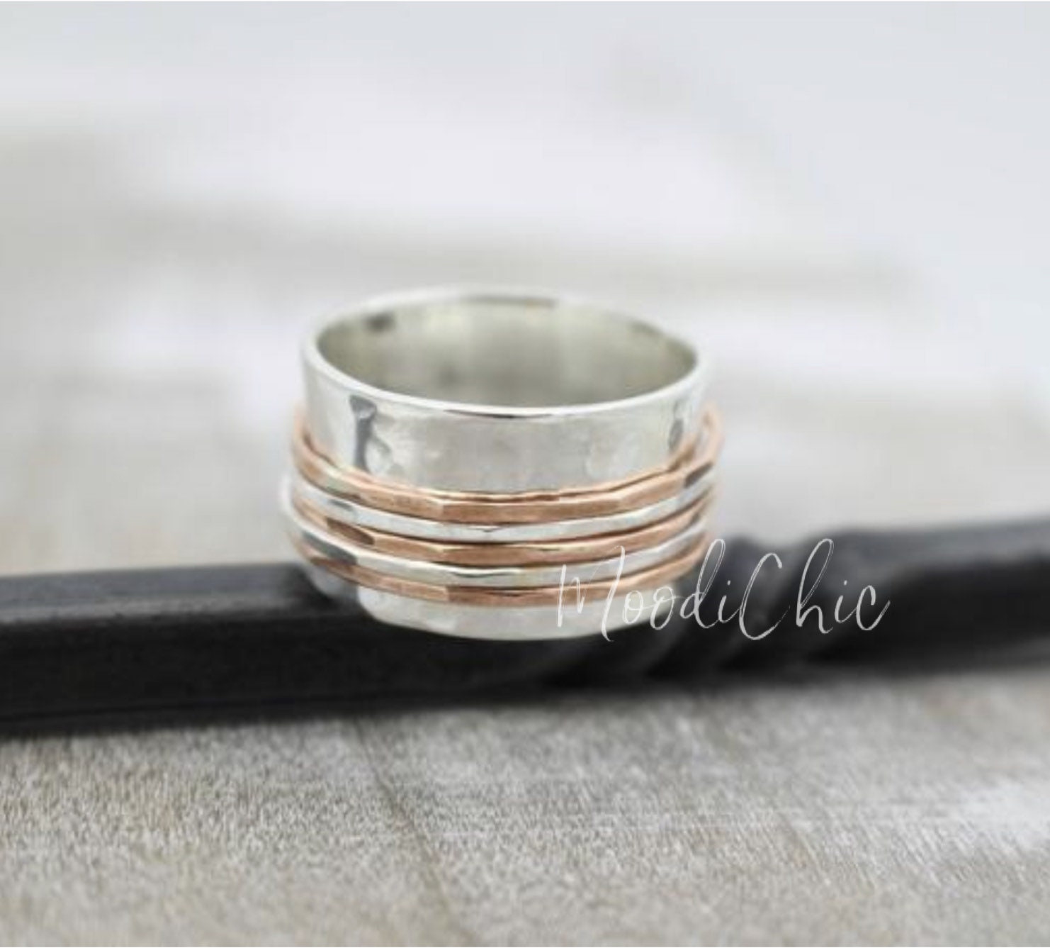 Copper and Sterling silver Spinner Ring