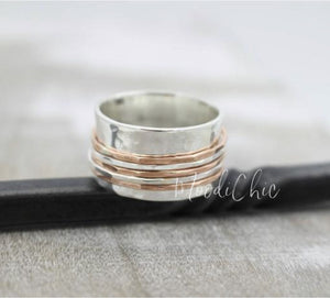 Copper and Sterling silver Spinner Ring