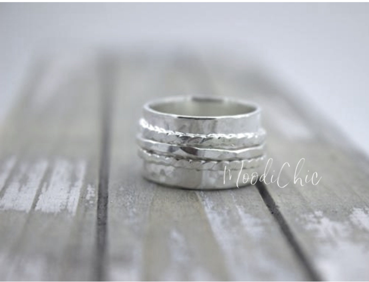 Womans Silver spinner ring - fiddle anxiety ring - gift for her - wide band spinner ring - jewelry sale -silver spinner ring
