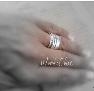 Womans Silver spinner ring - fiddle anxiety ring - gift for her - wide band spinner ring - jewelry sale -silver spinner ring