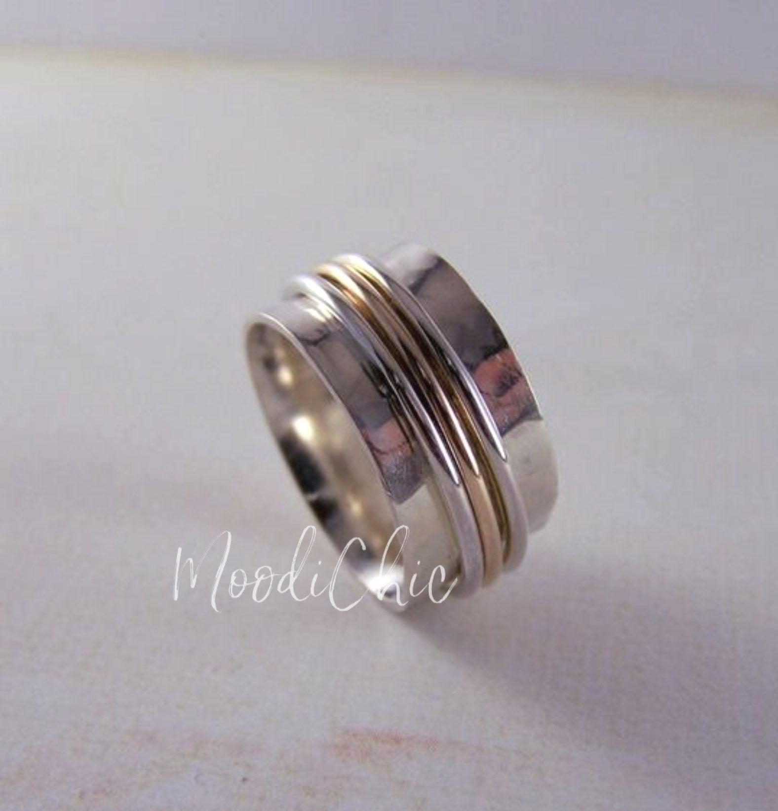 Gold Sterling Silver spinner ring