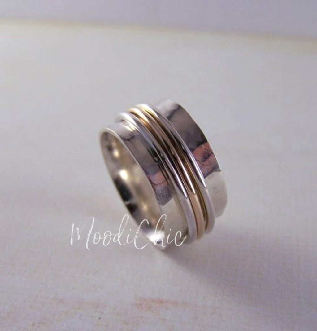 Gold Sterling Silver spinner ring