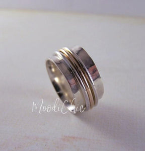 Gold Sterling Silver spinner ring